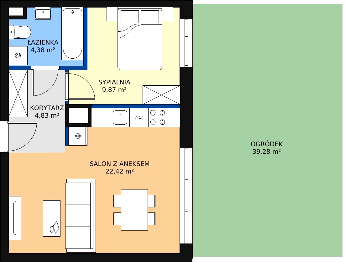 Zalety mieszkania 41.5 m², A1.0C74
