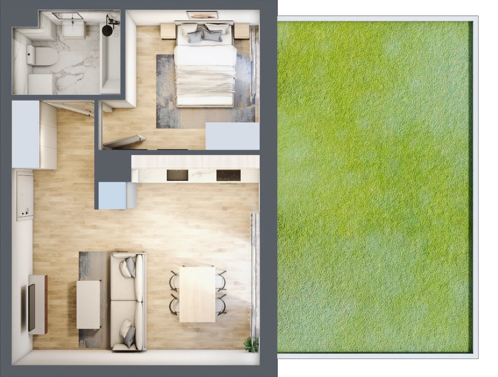 2 pokoje, mieszkanie 41,50 m², parter, oferta nr A1.0C74, Bemowo Vita etap III, Warszawa, Bemowo, Chrzanów, Szeligowska 57	