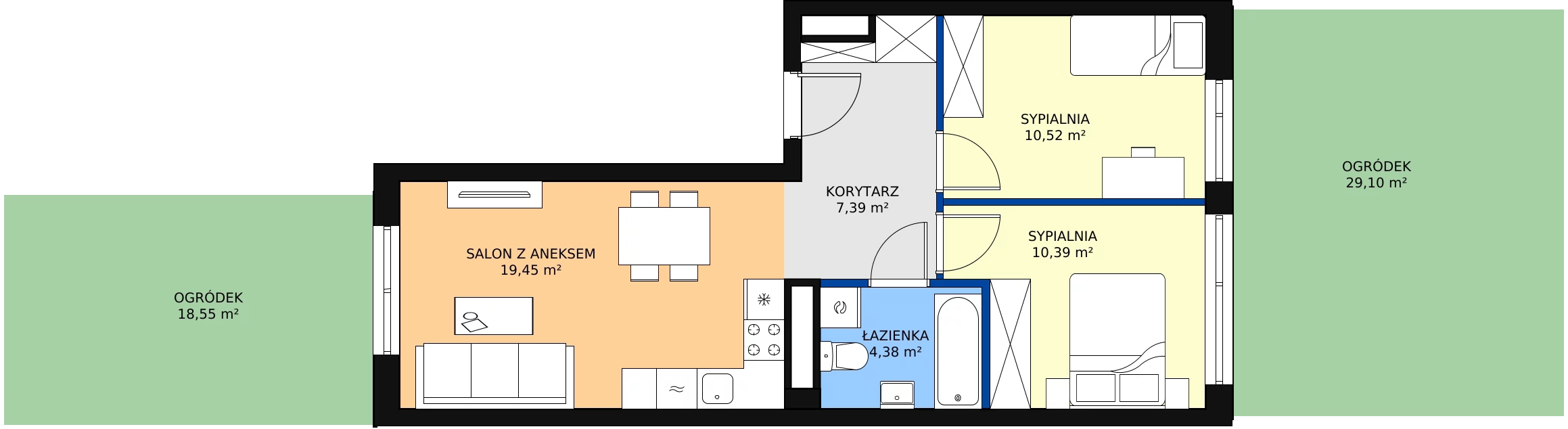 Zalety mieszkania 52.13 m², A1.0C75