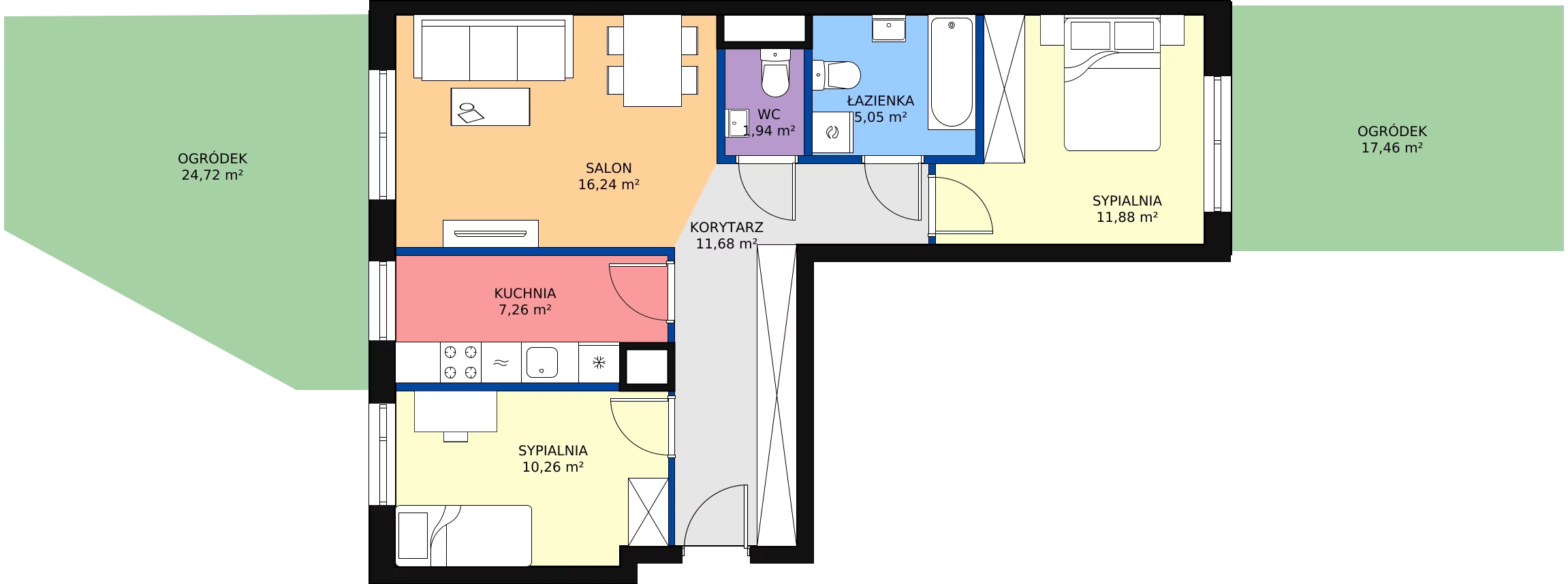 Zalety mieszkania 64.31 m², A1.0D90