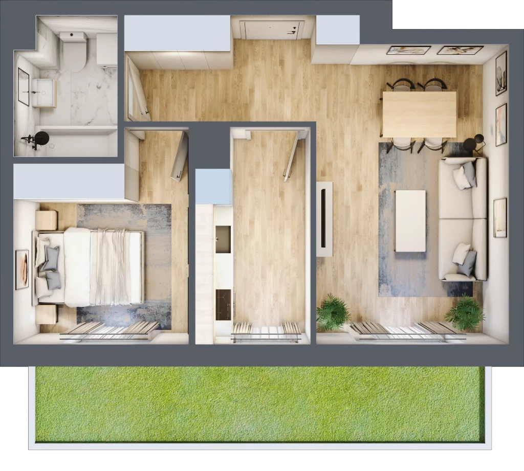 2 pokoje, mieszkanie 43,71 m², parter, oferta nr A1.0D93, Bemowo Vita etap III, Warszawa, Bemowo, Chrzanów, Szeligowska 57	