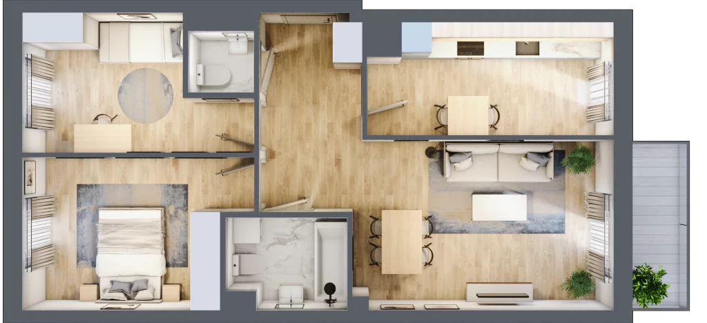 3 pokoje, mieszkanie 66,54 m², piętro 1, oferta nr A1.1A7, Bemowo Vita etap III, Warszawa, Bemowo, Chrzanów, Szeligowska 57	