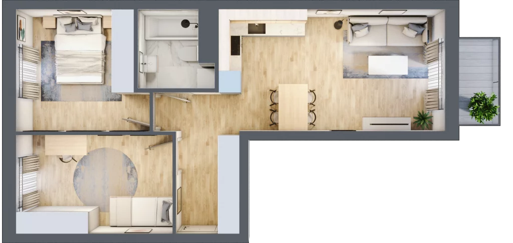 3 pokoje, mieszkanie 55,91 m², piętro 1, oferta nr A1.1C76, Bemowo Vita etap III, Warszawa, Bemowo, Chrzanów, Szeligowska 57	