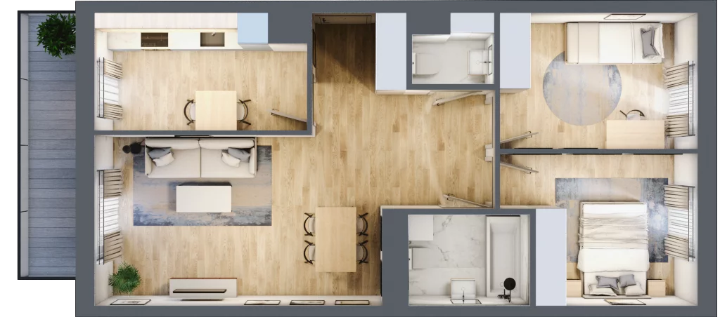 3 pokoje, mieszkanie 65,15 m², piętro 1, oferta nr A1.1C78, Bemowo Vita etap III, Warszawa, Bemowo, Chrzanów, Szeligowska 57	