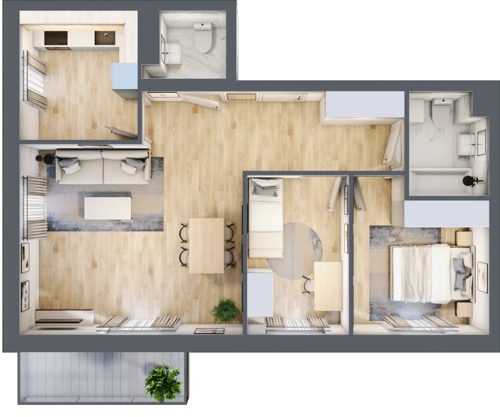 3 pokoje, mieszkanie 65,52 m², piętro 1, oferta nr A1.1D100, Bemowo Vita etap III, Warszawa, Bemowo, Chrzanów, Szeligowska 57	