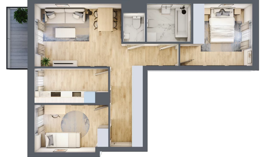 3 pokoje, mieszkanie 64,29 m², piętro 1, oferta nr A1.1D96, Bemowo Vita etap III, Warszawa, Bemowo, Chrzanów, Szeligowska 57	