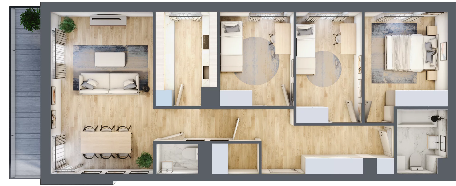4 pokoje, mieszkanie 84,72 m², piętro 2, oferta nr A1.2D107, Bemowo Vita etap III, Warszawa, Bemowo, Chrzanów, Szeligowska 57	