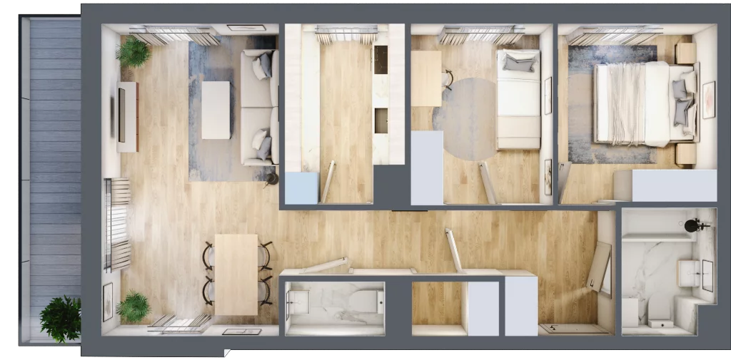 3 pokoje, mieszkanie 63,65 m², piętro 4, oferta nr A1.4A20, Bemowo Vita etap III, Warszawa, Bemowo, Chrzanów, Szeligowska 57	