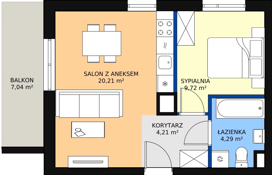 Zalety mieszkania 38.43 m², A1.4B68
