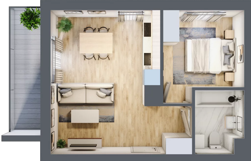 2 pokoje, mieszkanie 38,43 m², piętro 4, oferta nr A1.4B68, Bemowo Vita etap III, Warszawa, Bemowo, Chrzanów, Szeligowska 57	