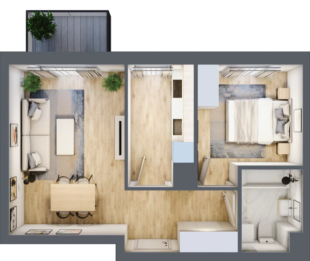 2 pokoje, mieszkanie 42,80 m², piętro 4, oferta nr A1.4B69, Bemowo Vita etap III, Warszawa, Bemowo, Chrzanów, Szeligowska 57	