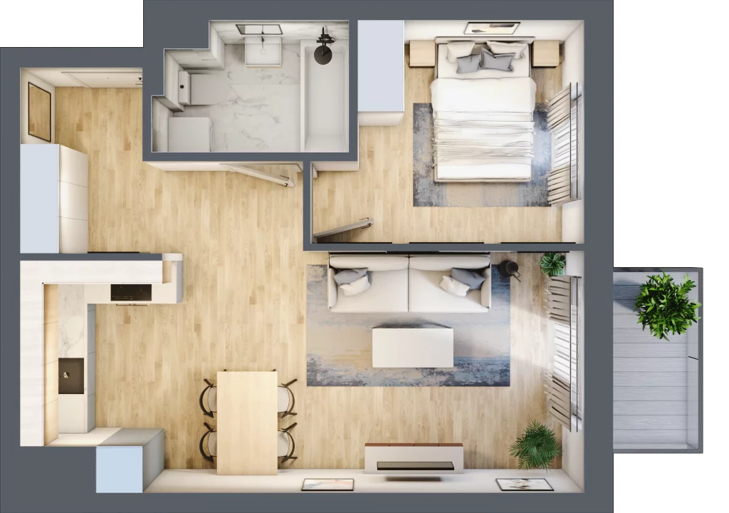 2 pokoje, mieszkanie 41,81 m², piętro 4, oferta nr A1.4B70, Bemowo Vita etap III, Warszawa, Bemowo, Chrzanów, Szeligowska 57	