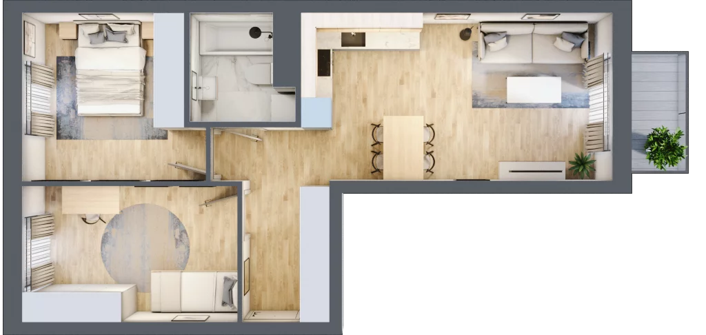 3 pokoje, mieszkanie 55,91 m², piętro 4, oferta nr A1.4C85, Bemowo Vita etap III, Warszawa, Bemowo, Chrzanów, Szeligowska 57	
