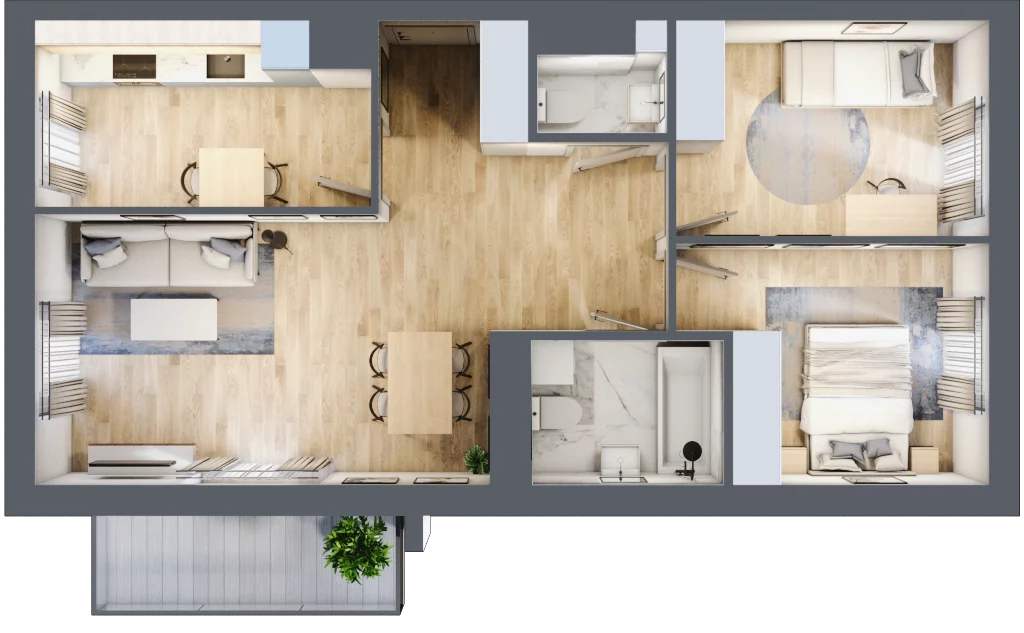 3 pokoje, mieszkanie 64,94 m², piętro 4, oferta nr A1.4C87, Bemowo Vita etap III, Warszawa, Bemowo, Chrzanów, Szeligowska 57	