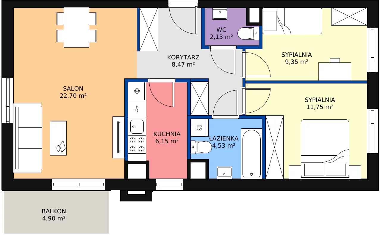 Zalety mieszkania 65.08 m², A1.6A38