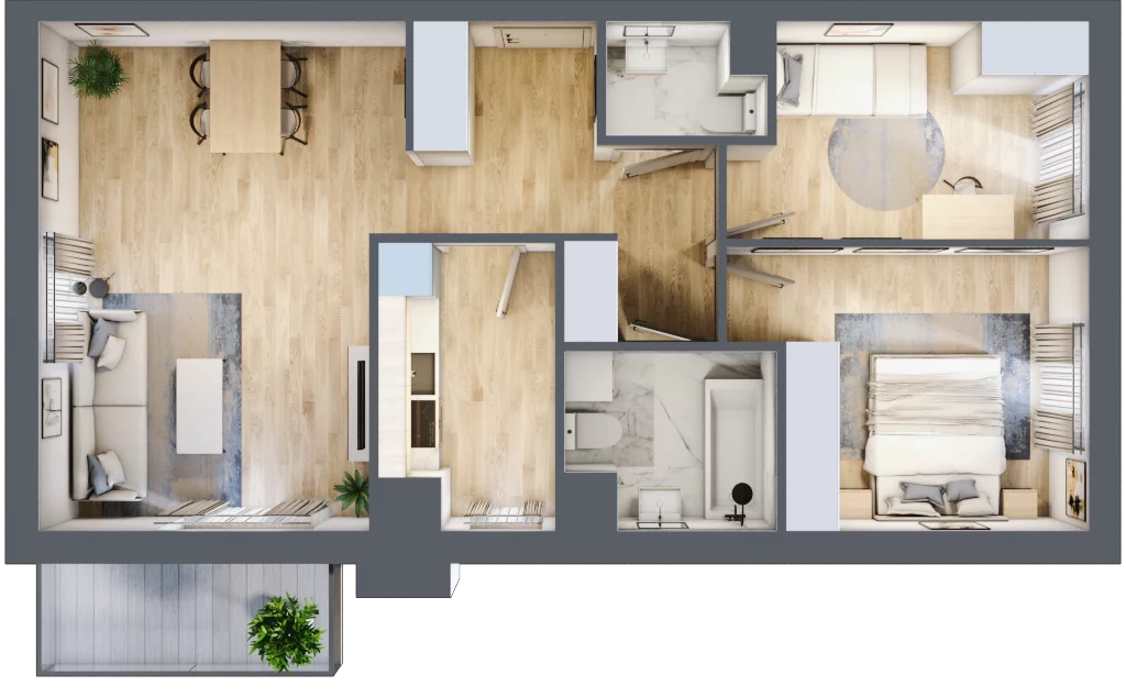 3 pokoje, mieszkanie 65,08 m², piętro 6, oferta nr A1.6A38, Bemowo Vita etap III, Warszawa, Bemowo, Chrzanów, Szeligowska 57	
