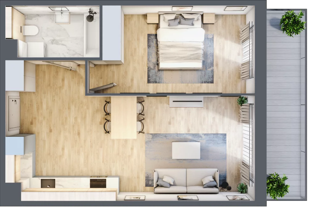 2 pokoje, mieszkanie 48,31 m², piętro 1, oferta nr A.001, Żabiniec Vita, Kraków, Krowodrza, ul. Żabiniec 56