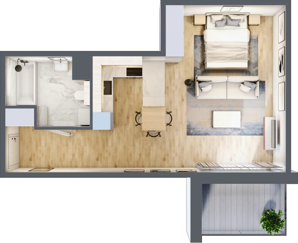 1 pokój, mieszkanie 40,73 m², piętro 2, oferta nr A.080, Żabiniec Vita, Kraków, Krowodrza, ul. Żabiniec 56