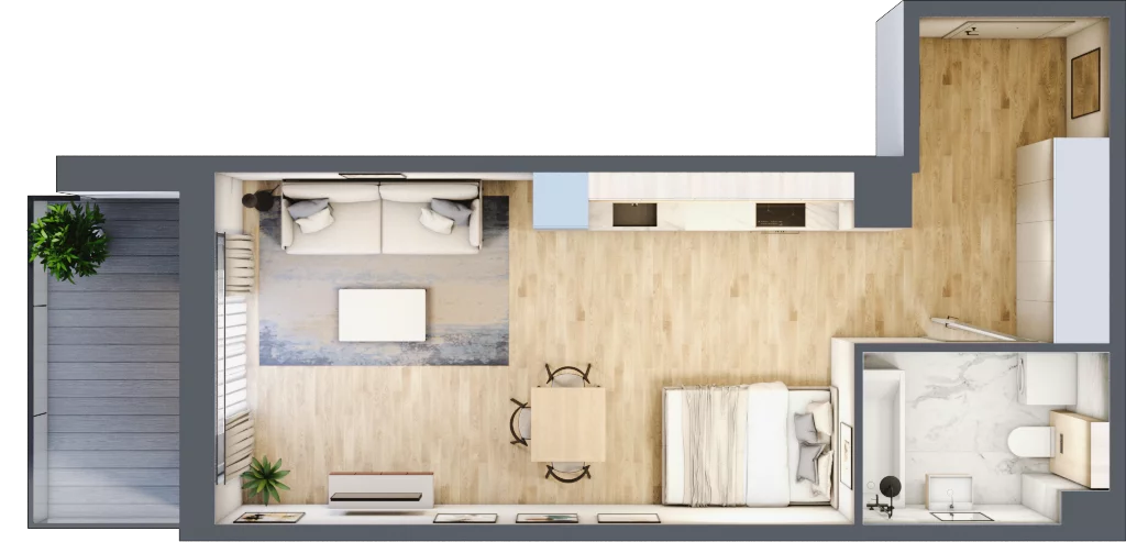 1 pokój, mieszkanie 37,12 m², piętro 2, oferta nr A.019, Żabiniec Vita, Kraków, Krowodrza, ul. Żabiniec 56