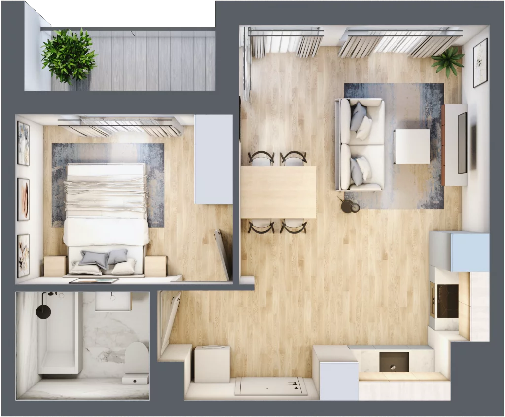 2 pokoje, mieszkanie 37,43 m², piętro 2, oferta nr H.019, City Vibe etap VI, Kraków, Podgórze, Płaszów, ul. Myśliwska