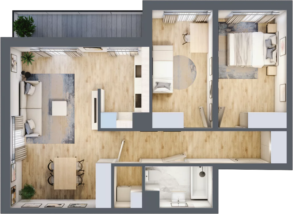 3 pokoje, mieszkanie 64,65 m², piętro 5, oferta nr H.045, City Vibe etap VI, Kraków, Podgórze, Płaszów, ul. Myśliwska