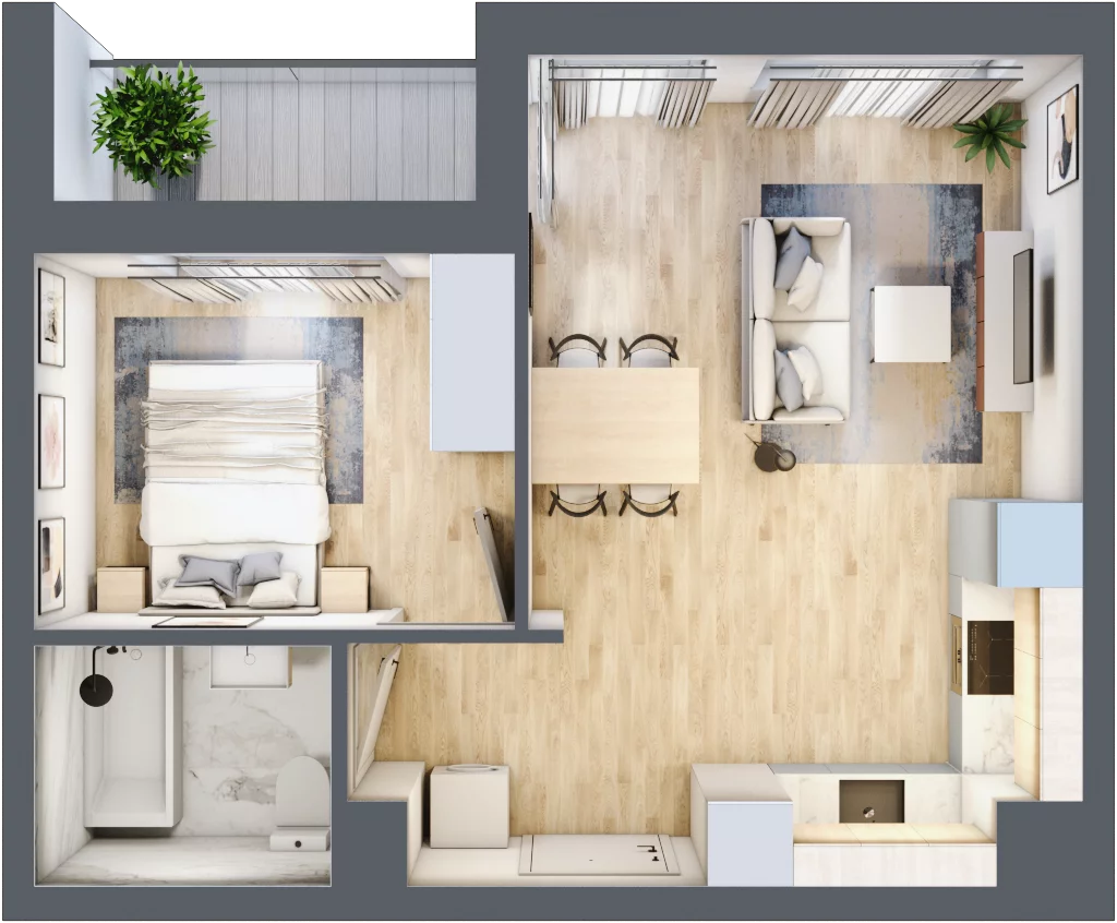 2 pokoje, mieszkanie 37,63 m², piętro 5, oferta nr H.046, City Vibe etap VI, Kraków, Podgórze, Płaszów, ul. Myśliwska
