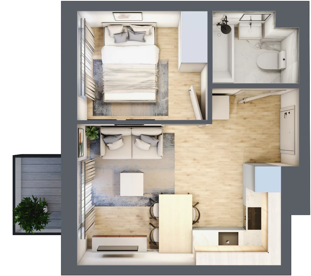 2 pokoje, mieszkanie 28,43 m², piętro 2, oferta nr H.095, City Vibe etap VI, Kraków, Podgórze, Płaszów, ul. Myśliwska