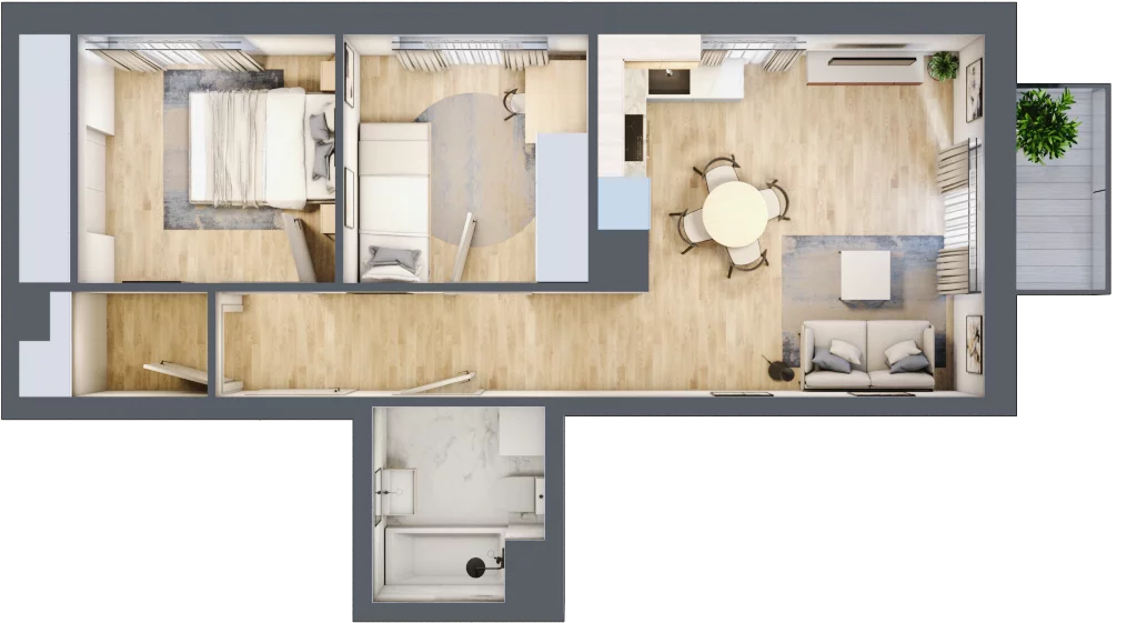 3 pokoje, mieszkanie 49,07 m², piętro 3, oferta nr H.097, City Vibe etap VI, Kraków, Podgórze, Płaszów, ul. Myśliwska