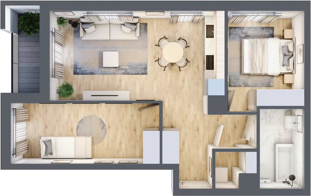 3 pokoje, mieszkanie 56,35 m², piętro 1, oferta nr H.013, City Vibe etap VI, Kraków, Podgórze, Płaszów, ul. Myśliwska