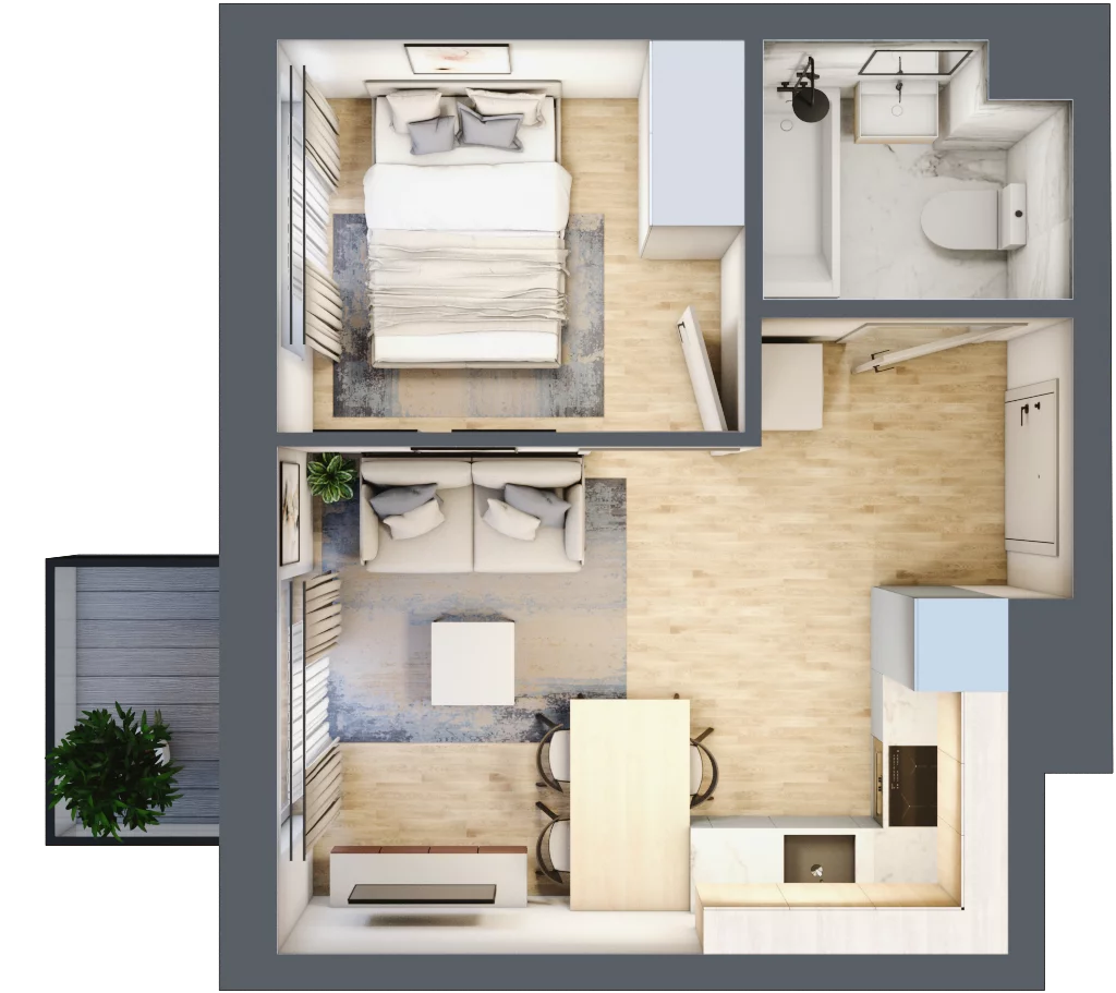 2 pokoje, mieszkanie 28,43 m², piętro 4, oferta nr H.103, City Vibe etap VI, Kraków, Podgórze, Płaszów, ul. Myśliwska