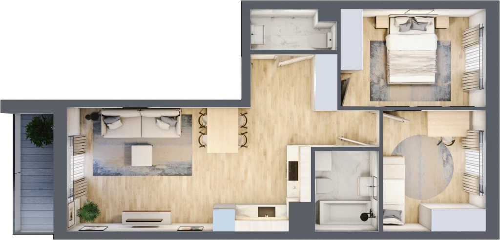 3 pokoje, mieszkanie 55,04 m², piętro 2, oferta nr H.023, City Vibe etap VI, Kraków, Podgórze, Płaszów, ul. Myśliwska