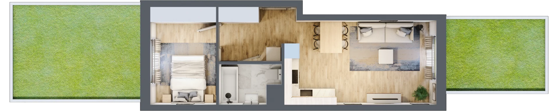 2 pokoje, mieszkanie 40,72 m², parter, oferta nr H.052, City Vibe etap VI, Kraków, Podgórze, Płaszów, ul. Myśliwska