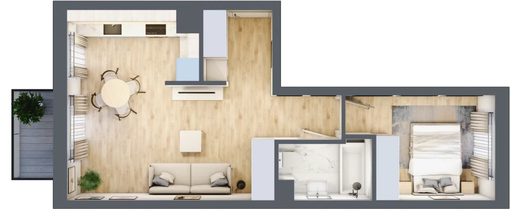 2 pokoje, mieszkanie 42,24 m², piętro 4, oferta nr H.081, City Vibe etap VI, Kraków, Podgórze, Płaszów, ul. Myśliwska