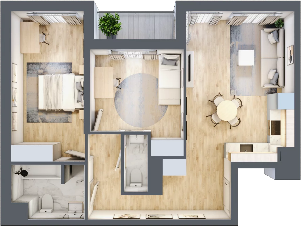 3 pokoje, mieszkanie 64,61 m², piętro 1, oferta nr H.010, City Vibe etap VI, Kraków, Podgórze, Płaszów, ul. Myśliwska
