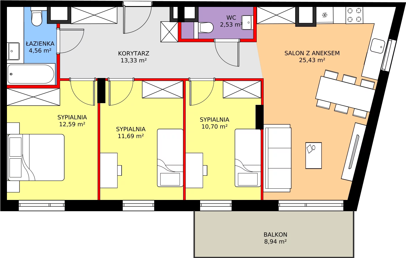 Zalety mieszkania 80.83 m², 108/8
