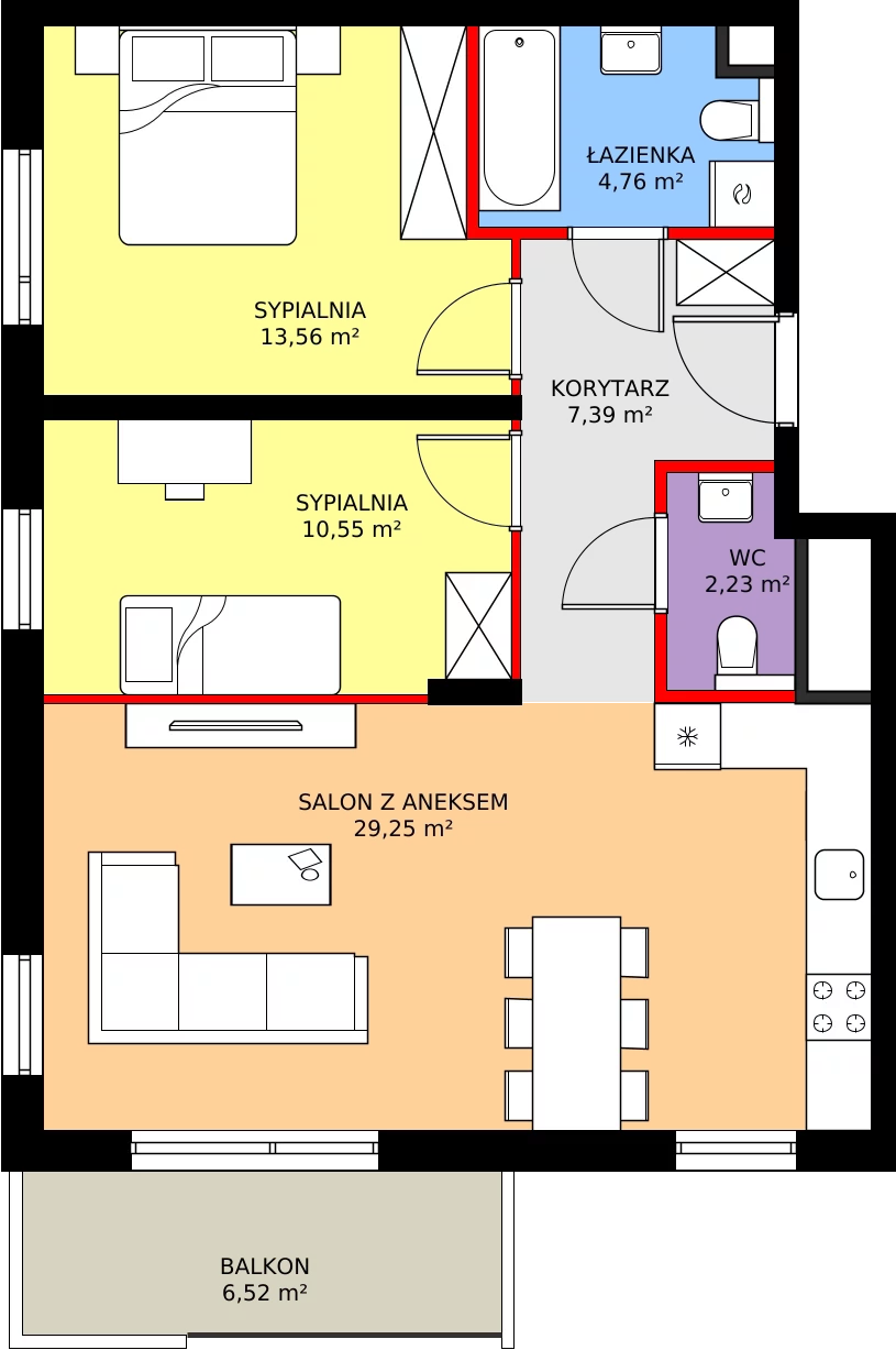 Zalety mieszkania 67.74 m², 088/8