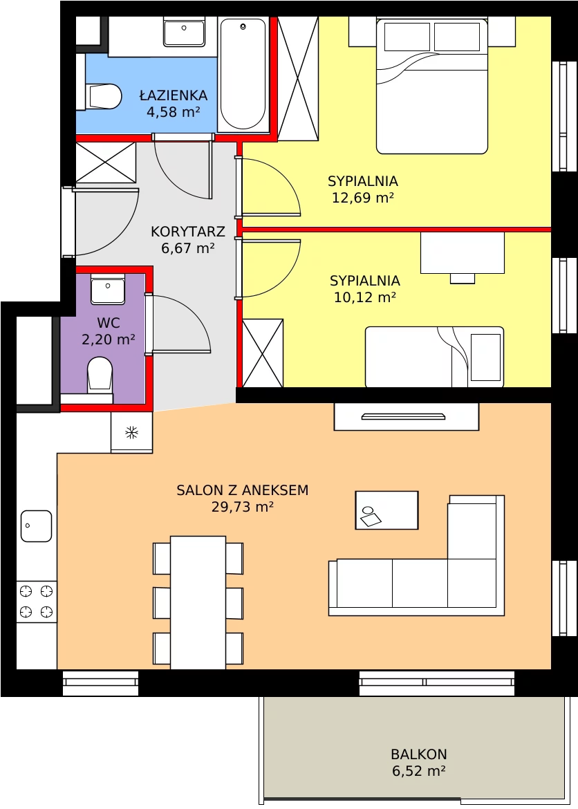Zalety mieszkania 65.99 m², 022/8