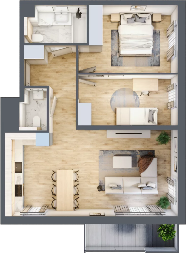 3 pokoje, mieszkanie 65,99 m², piętro 2, oferta nr 022/8, Aleje Praskie VIII, Warszawa, Praga Południe, Kamionek, ul. Podskarbińska