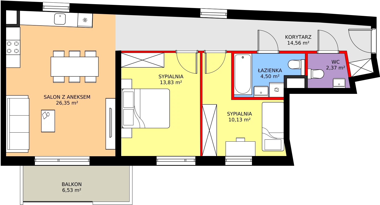 Zalety mieszkania 71.73 m², 138/8