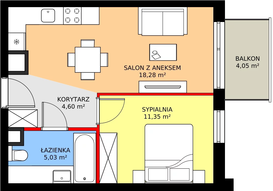 Zalety mieszkania 39.26 m², 030/8