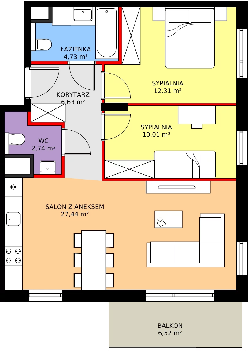 Zalety mieszkania 63.86 m², 134/8