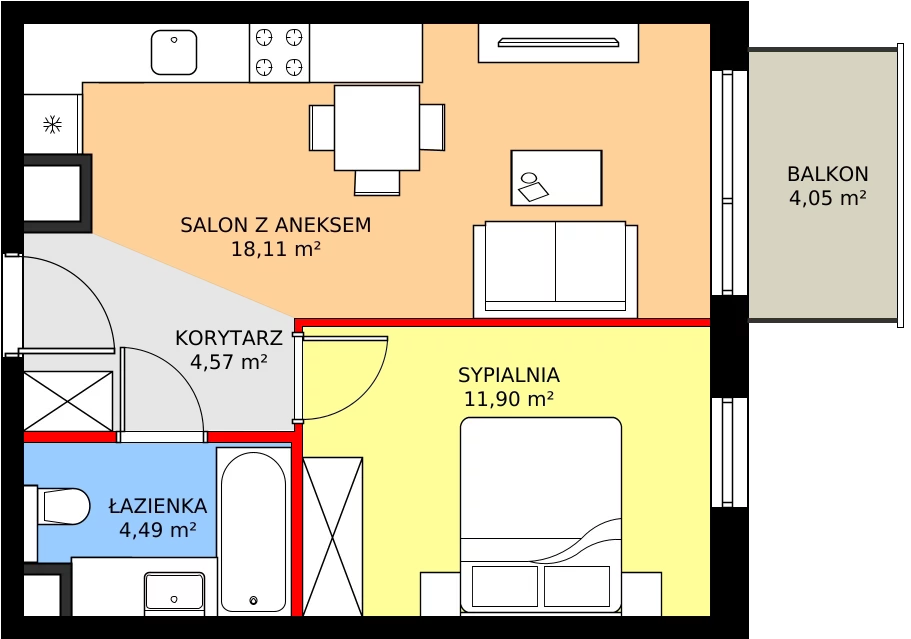 Zalety mieszkania 39.07 m², 031/8