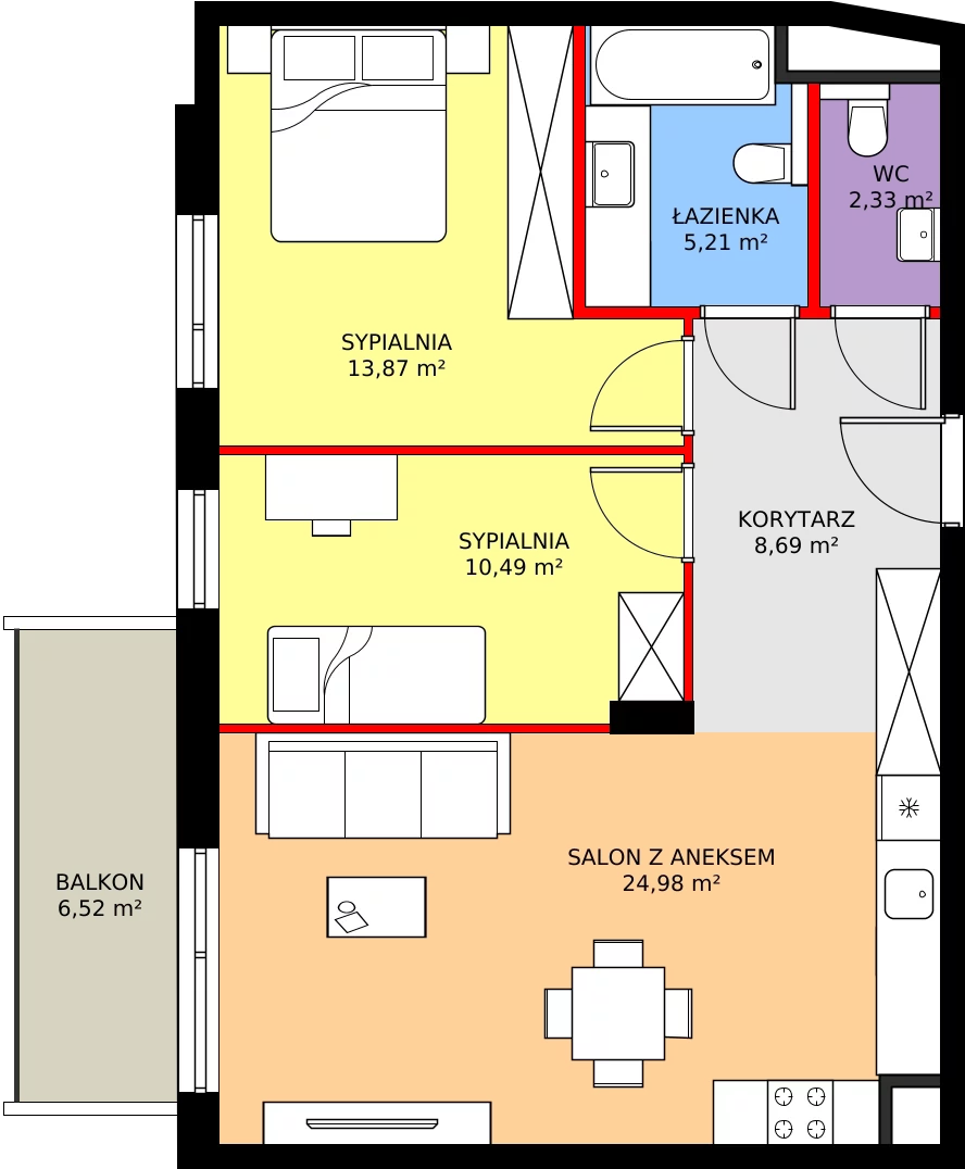 Zalety mieszkania 65.57 m², 090/8