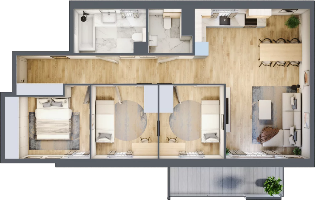 4 pokoje, mieszkanie 77,83 m², piętro 2, oferta nr 028/8, Aleje Praskie VIII, Warszawa, Praga Południe, Kamionek, ul. Podskarbińska