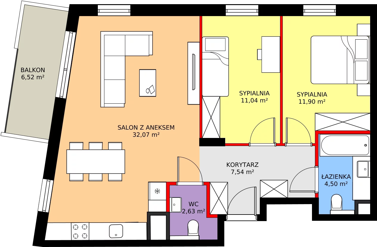 Zalety mieszkania 69.68 m², 135/8