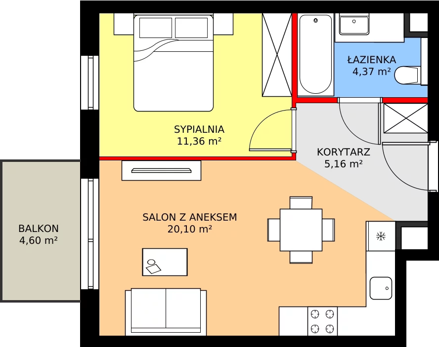Zalety mieszkania 40.99 m², 014/8