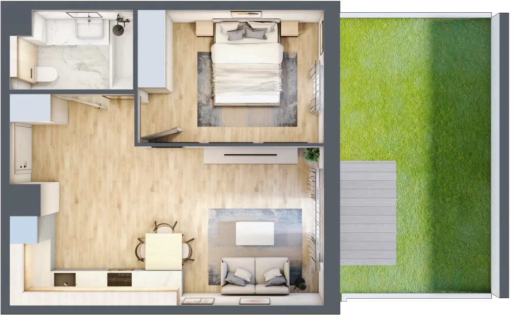 2 pokoje, mieszkanie 43,10 m², parter, oferta nr 060/8, Aleje Praskie VIII, Warszawa, Praga Południe, Kamionek, ul. Podskarbińska