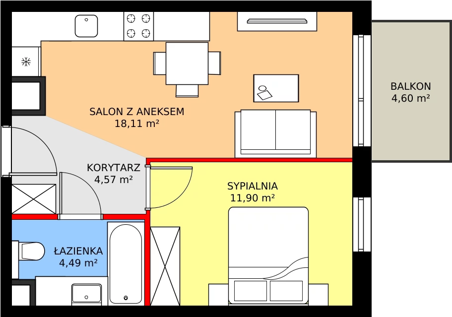 Zalety mieszkania 39.07 m², 011/8