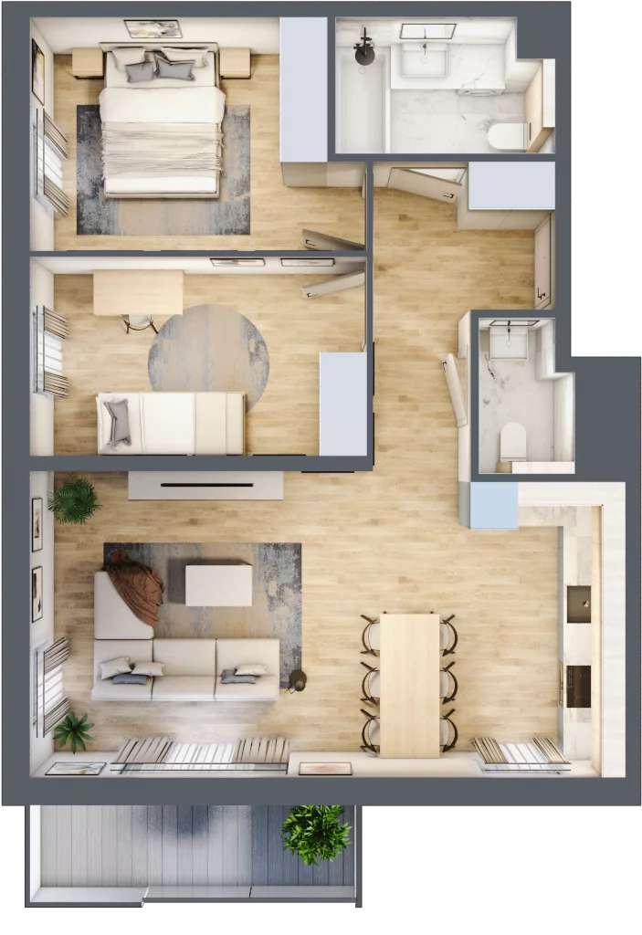 3 pokoje, mieszkanie 65,05 m², piętro 4, oferta nr 043/8, Aleje Praskie VIII, Warszawa, Praga Południe, Kamionek, ul. Podskarbińska