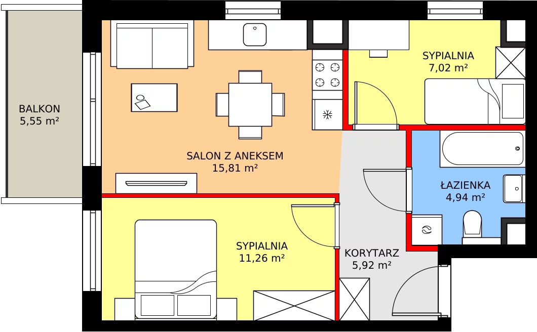 Zalety mieszkania 44.95 m², 053/8